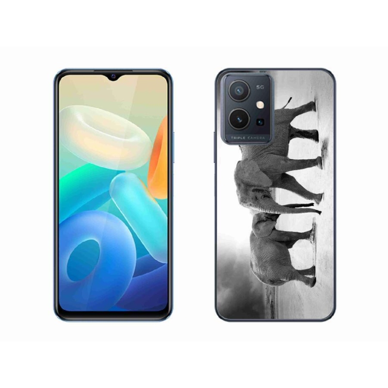 Gelový kryt mmCase na mobil Vivo Y55 5G - černobílí sloni