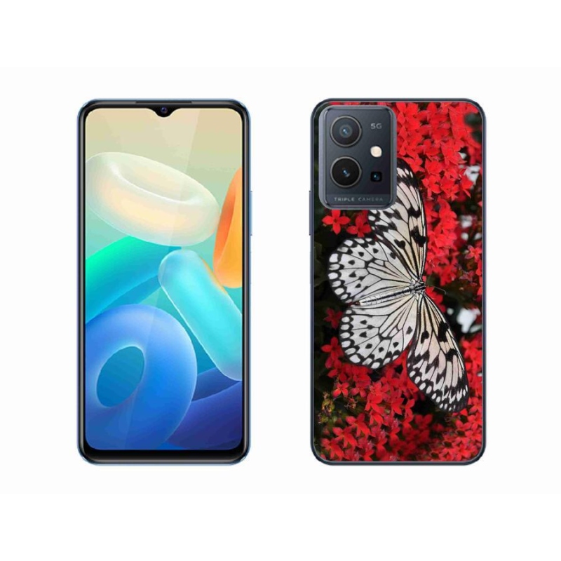 Gelový kryt mmCase na mobil Vivo Y55 5G - černobílý motýl 1