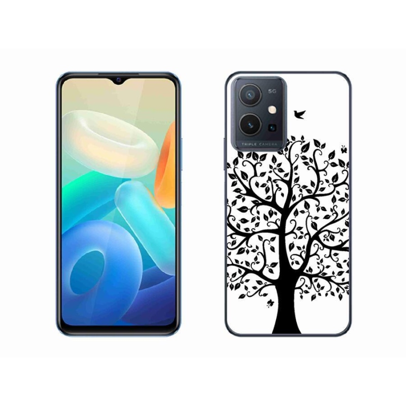 Gelový kryt mmCase na mobil Vivo Y55 5G - černobílý strom