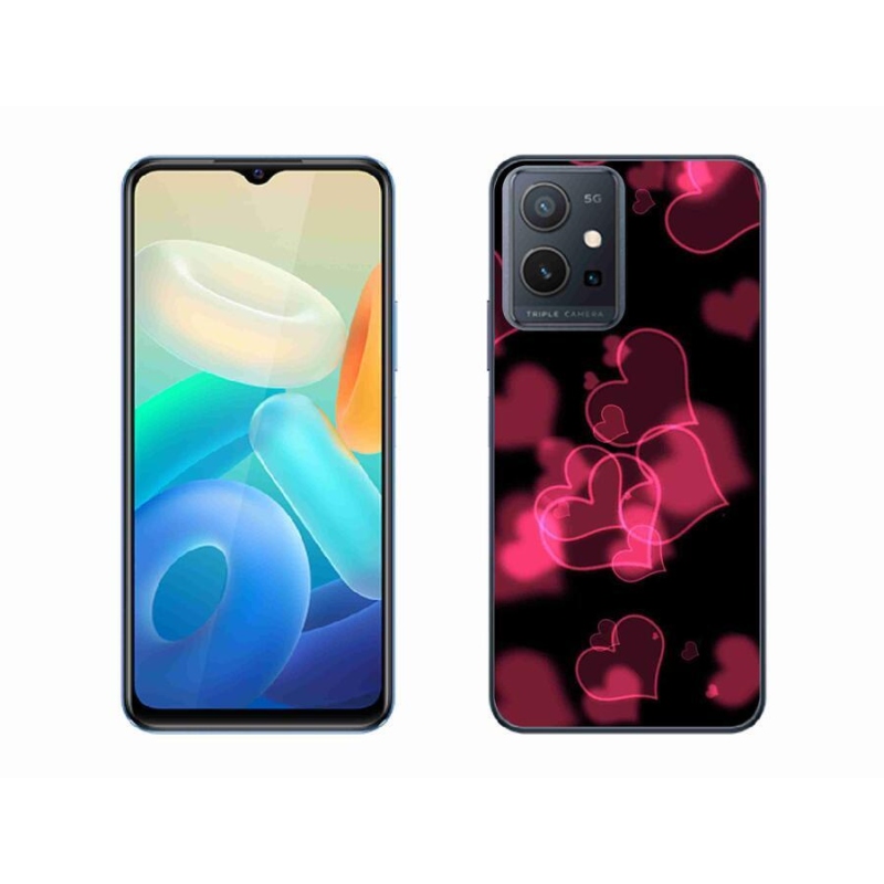 Gelový kryt mmCase na mobil Vivo Y55 5G - červená srdíčka