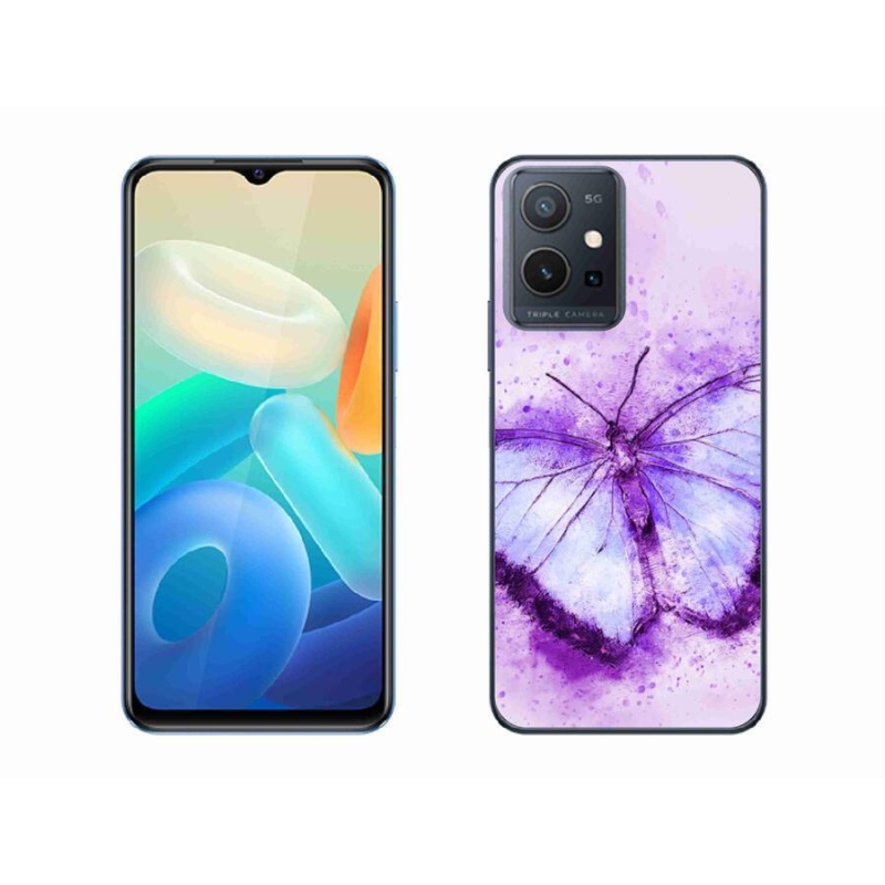 Gelový kryt mmCase na mobil Vivo Y55 5G - fialový motýl