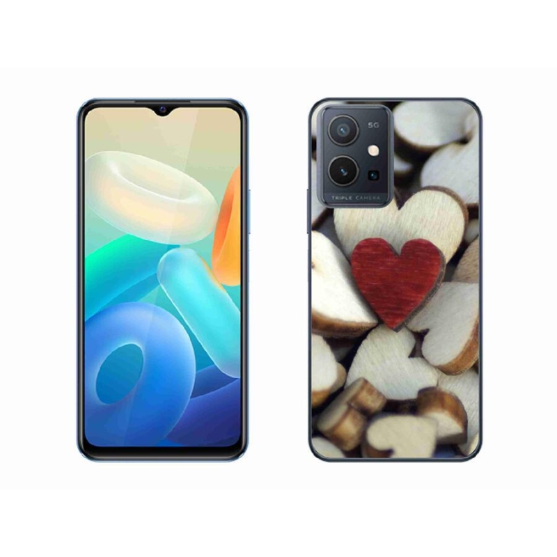 Gelový kryt mmCase na mobil Vivo Y55 5G - gravírované červené srdce