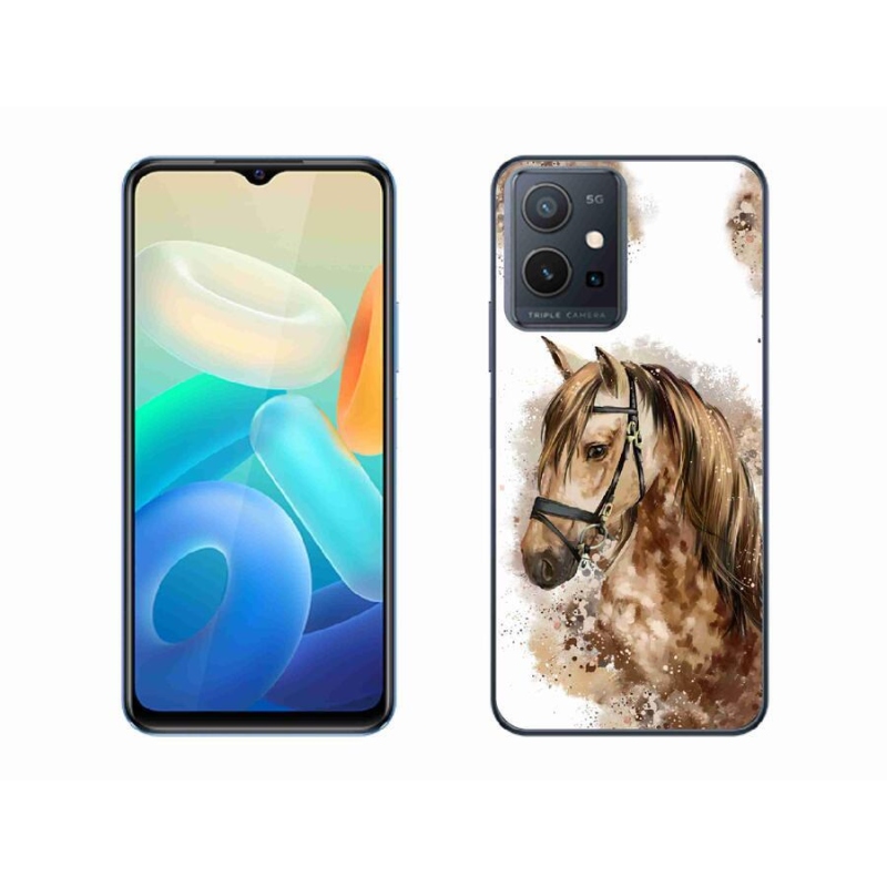 Gelový kryt mmCase na mobil Vivo Y55 5G - hnědý kreslený kůň