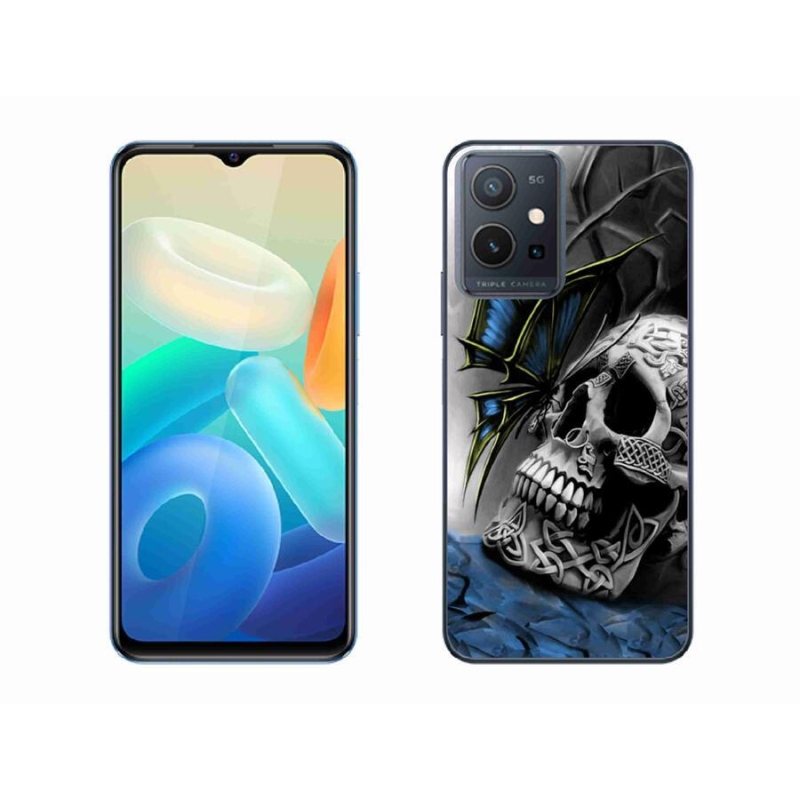 Gelový kryt mmCase na mobil Vivo Y55 5G - motýl a lebka