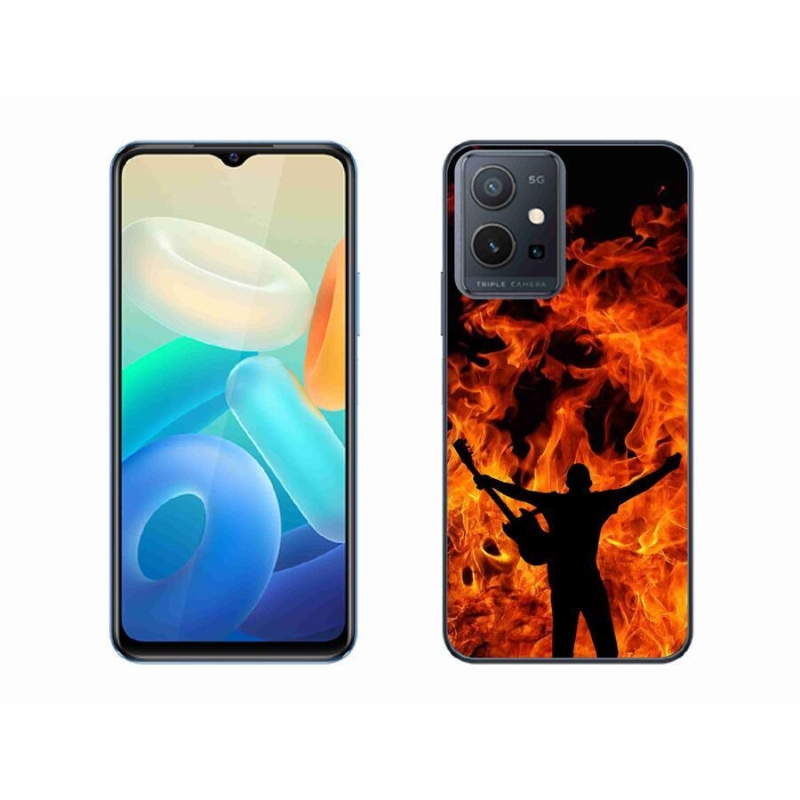 Gelový kryt mmCase na mobil Vivo Y55 5G - muzikant a oheň
