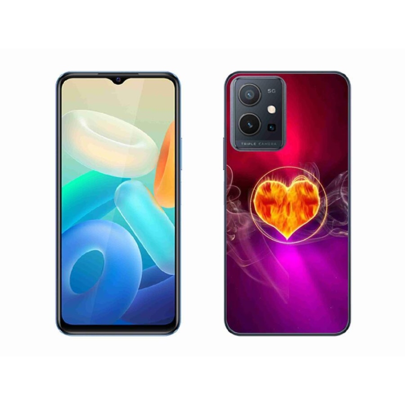 Gelový kryt mmCase na mobil Vivo Y55 5G - ohnivé srdce