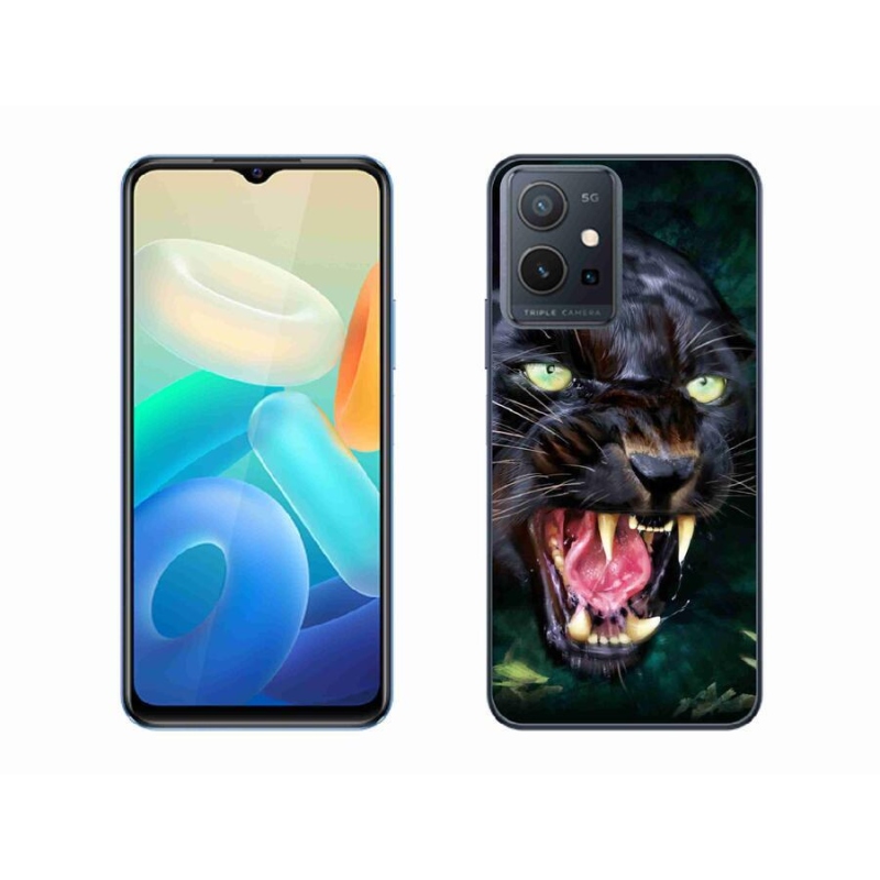 Gelový kryt mmCase na mobil Vivo Y55 5G - rozzuřený černý panter