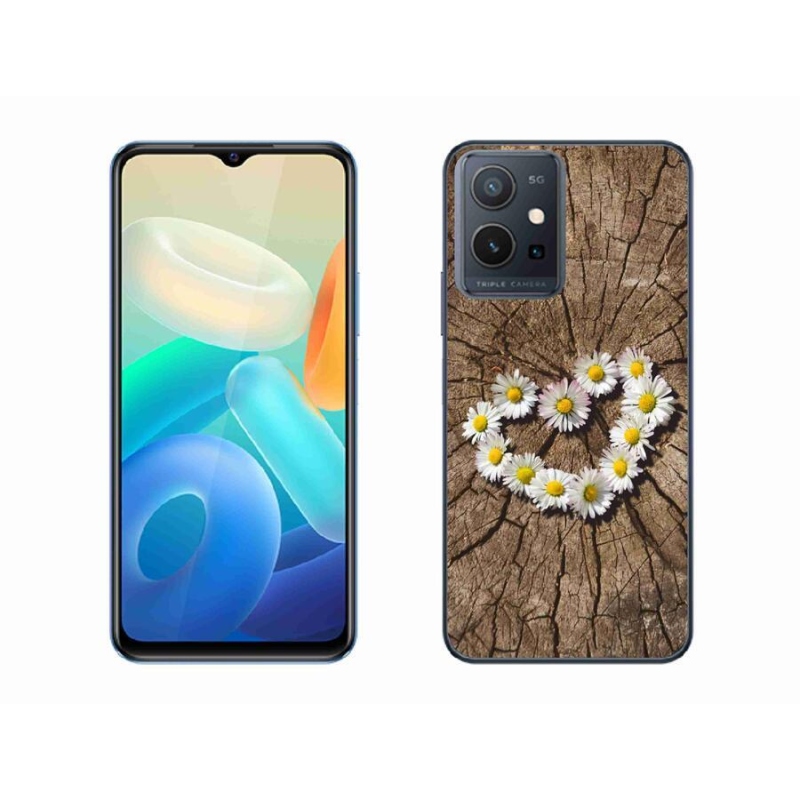Gelový kryt mmCase na mobil Vivo Y55 5G - srdce z kopretin