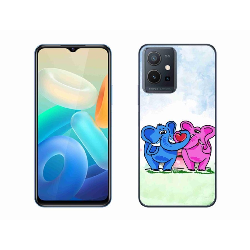 Gelový kryt mmCase na mobil Vivo Y55 5G - zamilovaní sloni