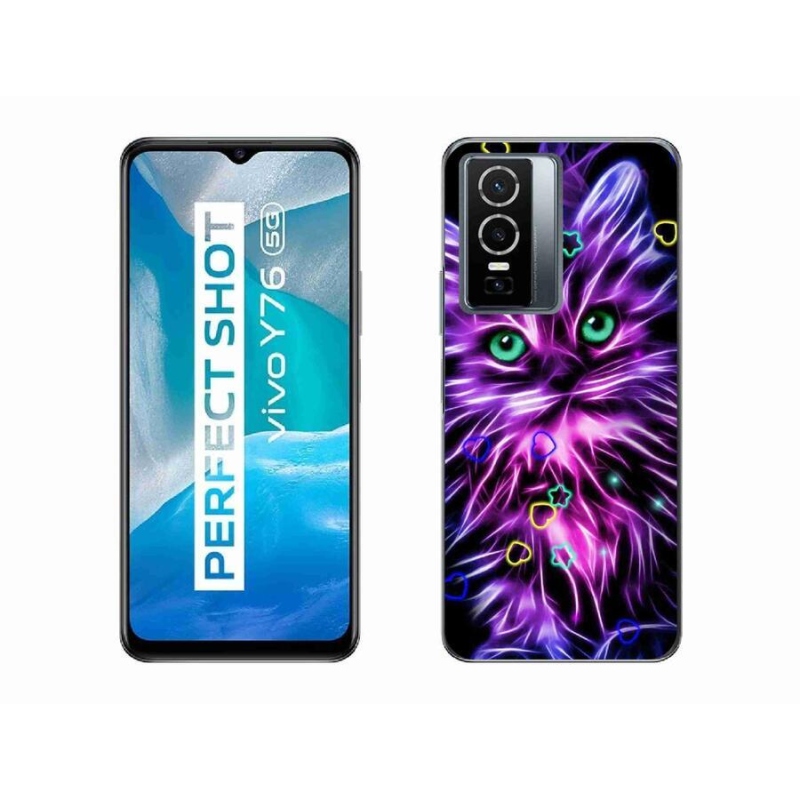 Gelový kryt mmCase na mobil Vivo Y76 5G - abstraktní kočka