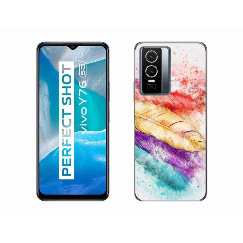Gelový kryt mmCase na mobil Vivo Y76 5G - barevné peří