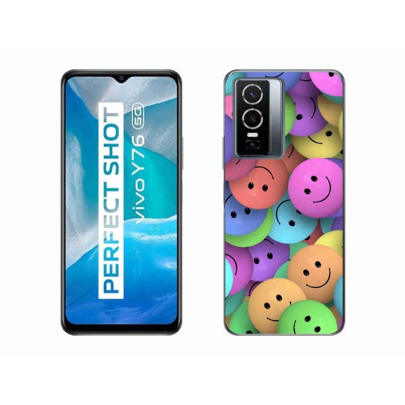 Gelový kryt mmCase na mobil Vivo Y76 5G - barevní smajlíci