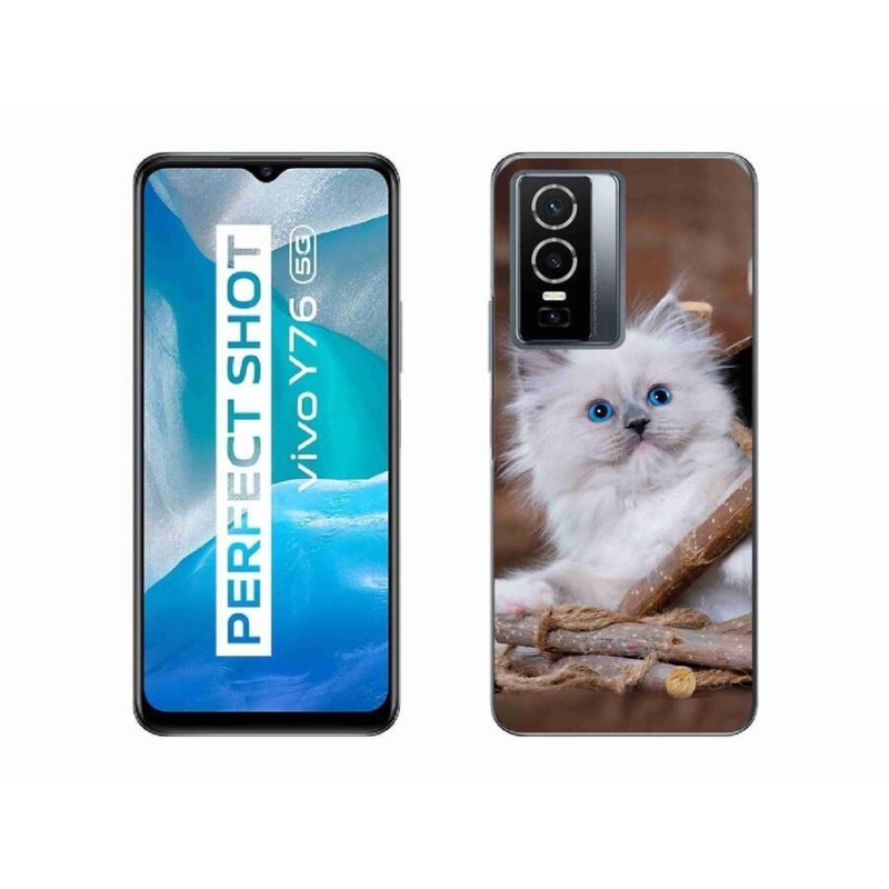 Gelový kryt mmCase na mobil Vivo Y76 5G - bílé kotě