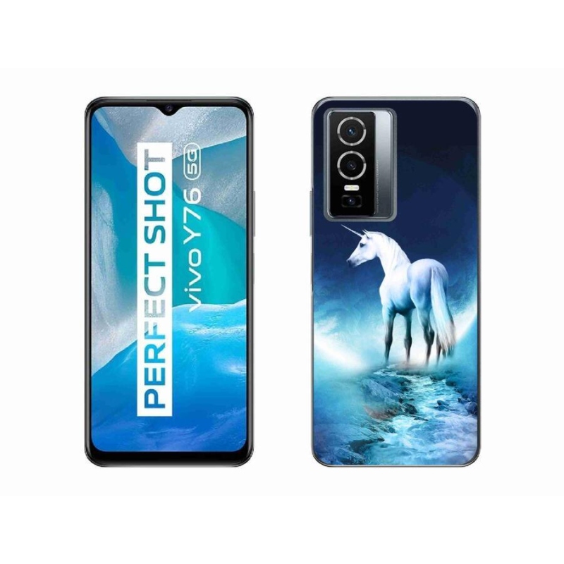 Gelový kryt mmCase na mobil Vivo Y76 5G - bílý jednorožec