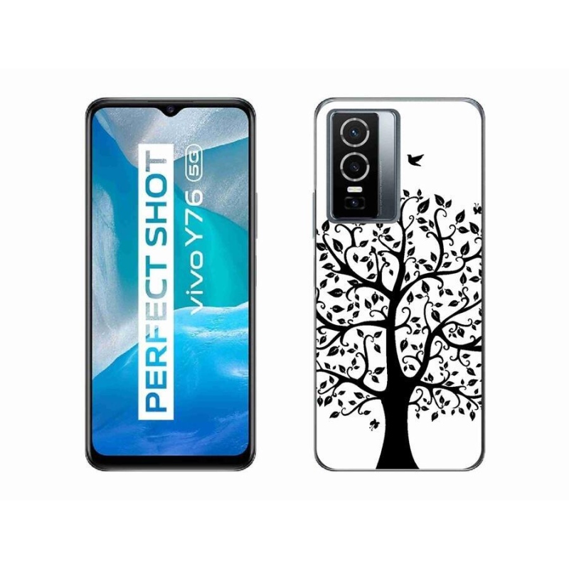 Gelový kryt mmCase na mobil Vivo Y76 5G - černobílý strom