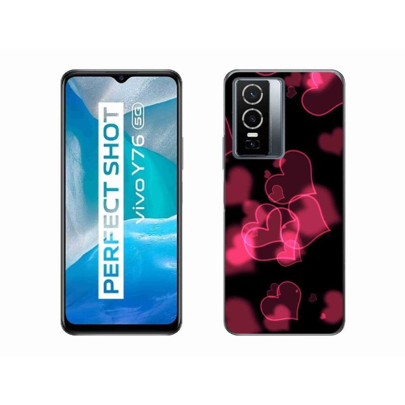Gelový kryt mmCase na mobil Vivo Y76 5G - červená srdíčka