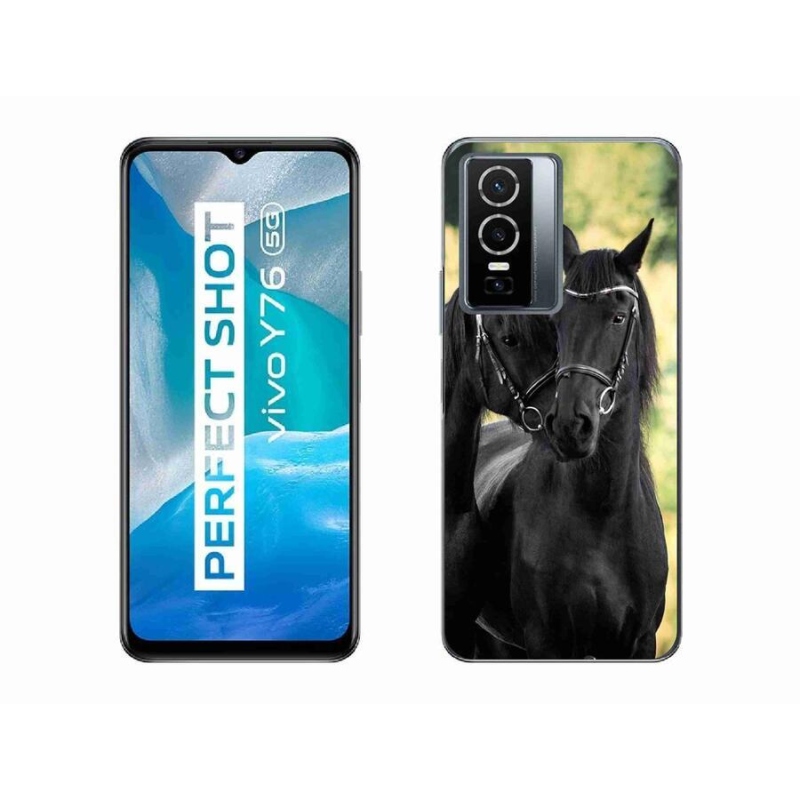 Gelový kryt mmCase na mobil Vivo Y76 5G - dva černí koně