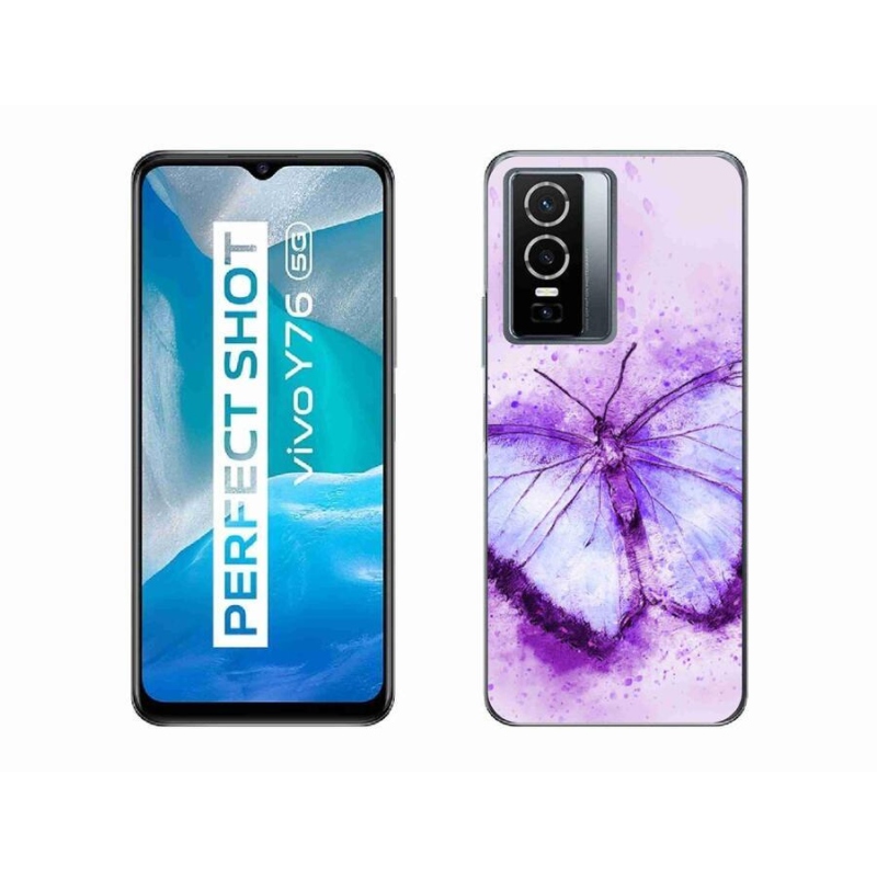 Gelový kryt mmCase na mobil Vivo Y76 5G - fialový motýl