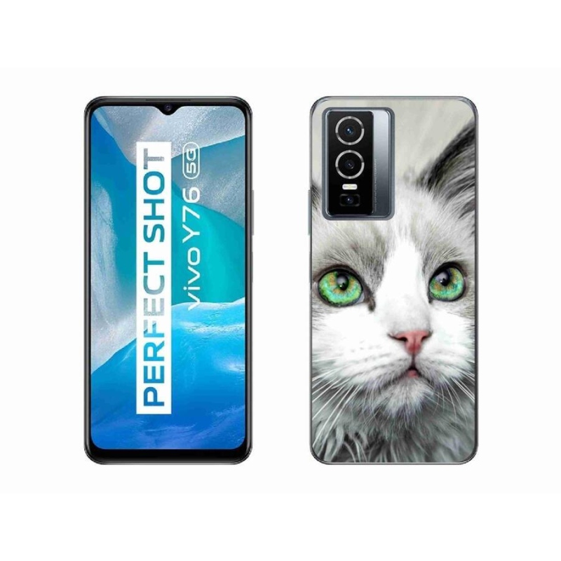 Gelový kryt mmCase na mobil Vivo Y76 5G - kočičí pohled