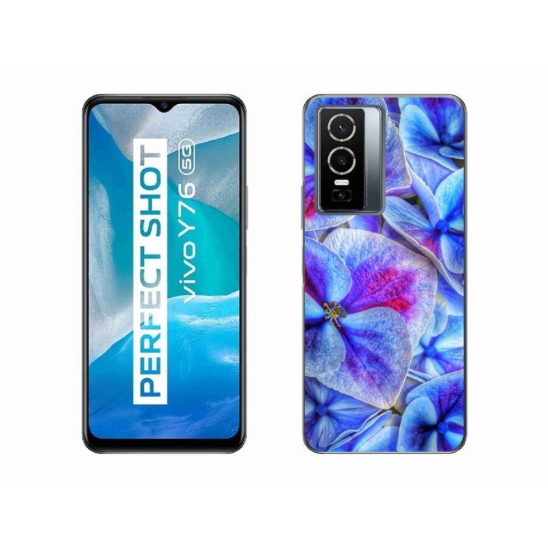 Gelový kryt mmCase na mobil Vivo Y76 5G - modré květy 1