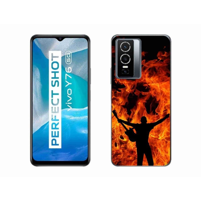 Gelový kryt mmCase na mobil Vivo Y76 5G - muzikant a oheň