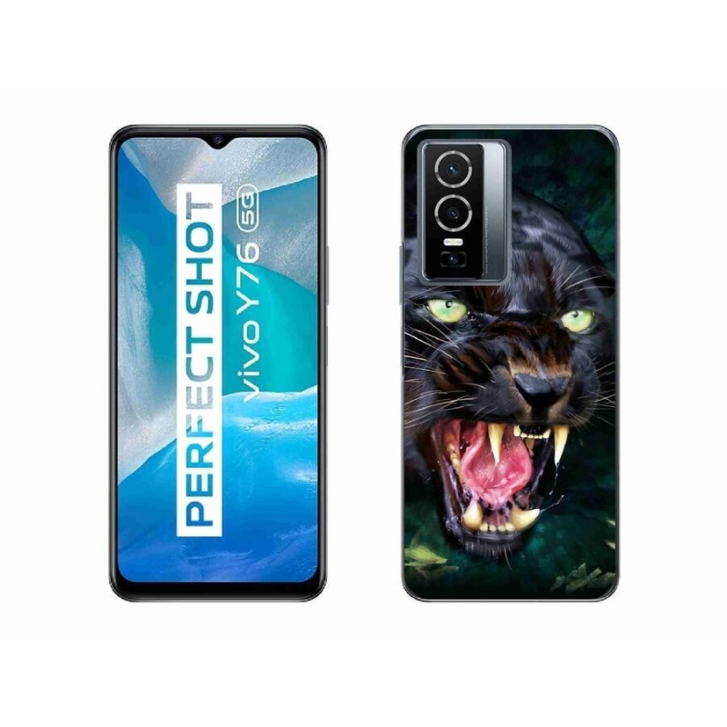 Gelový kryt mmCase na mobil Vivo Y76 5G - rozzuřený černý panter