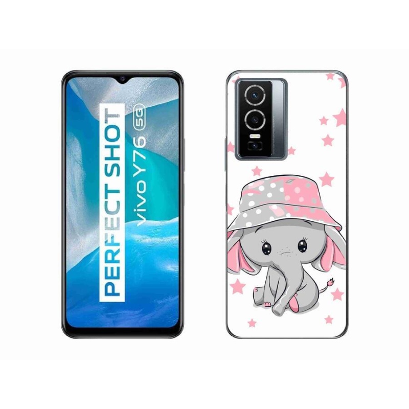 Gelový kryt mmCase na mobil Vivo Y76 5G - růžový slon