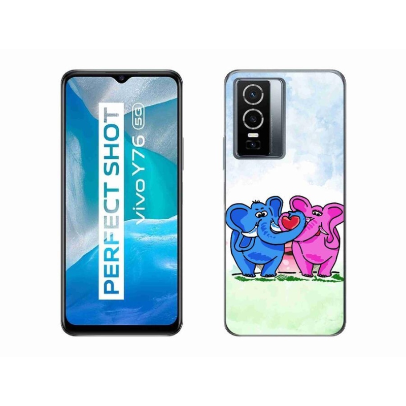 Gelový kryt mmCase na mobil Vivo Y76 5G - zamilovaní sloni