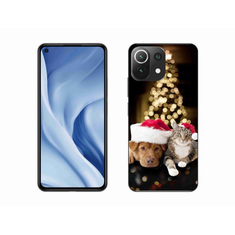 Gelový kryt mmCase na mobil Xiaomi 11 Lite 5G NE - vánoční pes a kočka