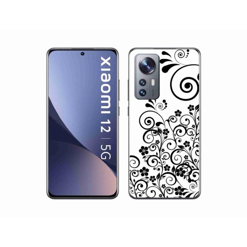 Gelový kryt mmCase na mobil Xiaomi 12 - černobílé květinové vzory