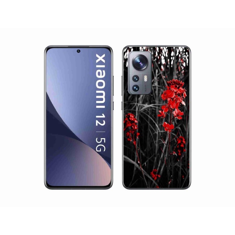 Gelový kryt mmCase na mobil Xiaomi 12 - červená rostlina