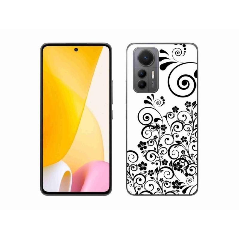 Gelový kryt mmCase na mobil Xiaomi 12 Lite - černobílé květinové vzory
