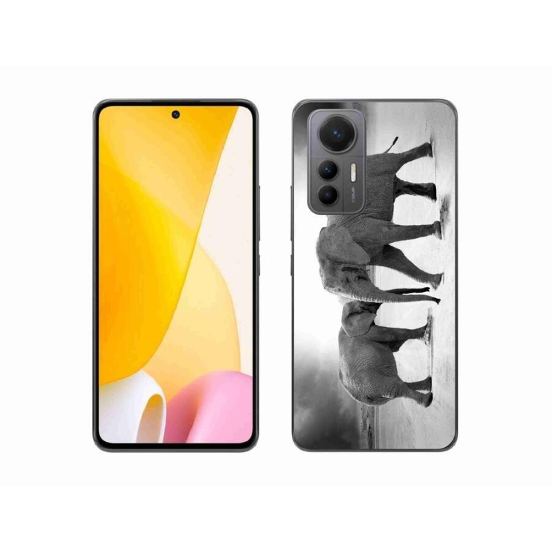 Gelový kryt mmCase na mobil Xiaomi 12 Lite - černobílí sloni