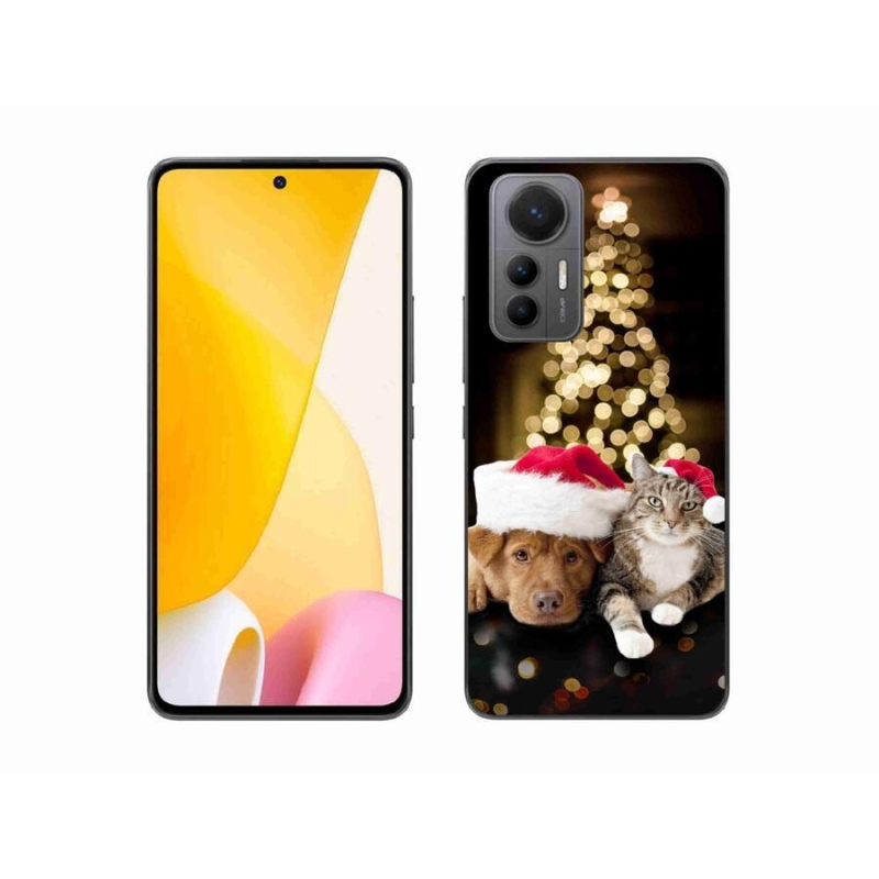 Gelový kryt mmCase na mobil Xiaomi 12 Lite - vánoční pes a kočka