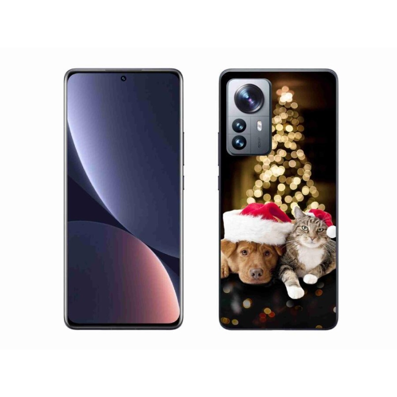 Gelový kryt mmCase na mobil Xiaomi 12 Pro - vánoční pes a kočka
