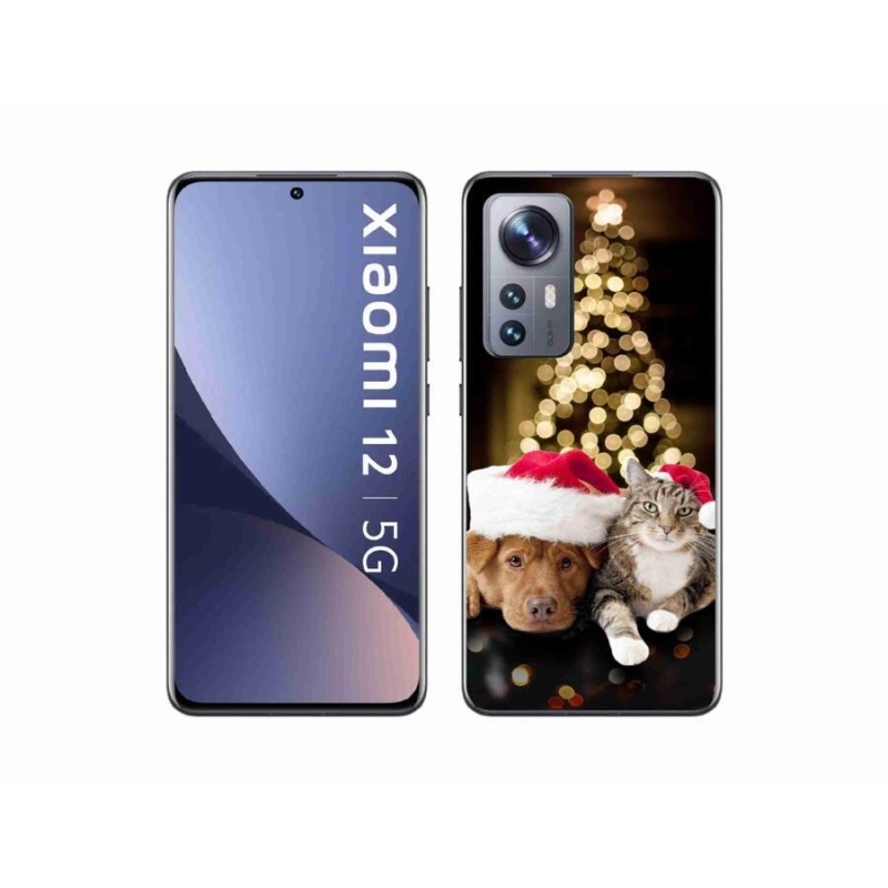 Gelový kryt mmCase na mobil Xiaomi 12 - vánoční pes a kočka