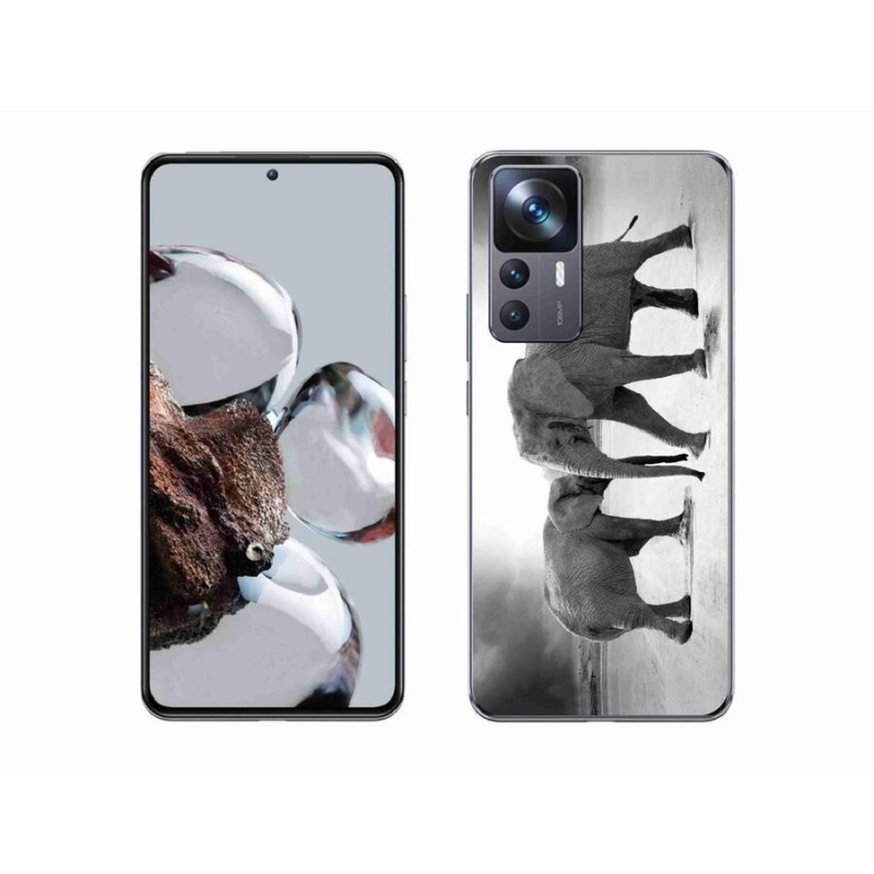 Gelový kryt mmCase na mobil Xiaomi 12T - černobílí sloni