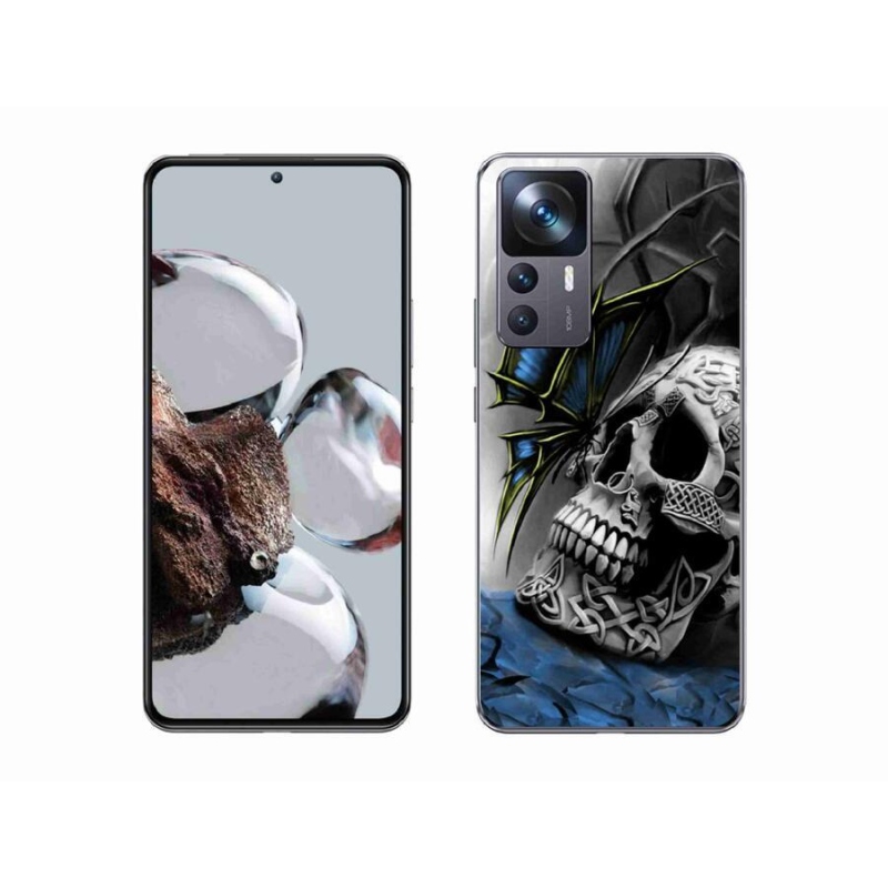Gelový kryt mmCase na mobil Xiaomi 12T - motýl a lebka
