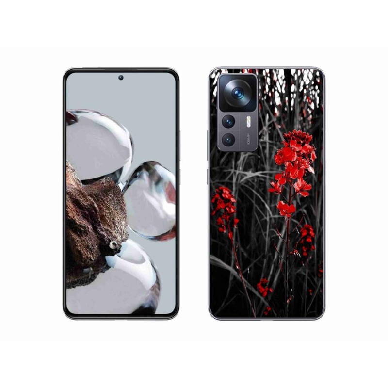 Gelový kryt mmCase na mobil Xiaomi 12T Pro - červená rostlina