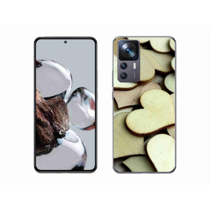 Gelový kryt mmCase na mobil Xiaomi 12T Pro - dřevěná srdíčka