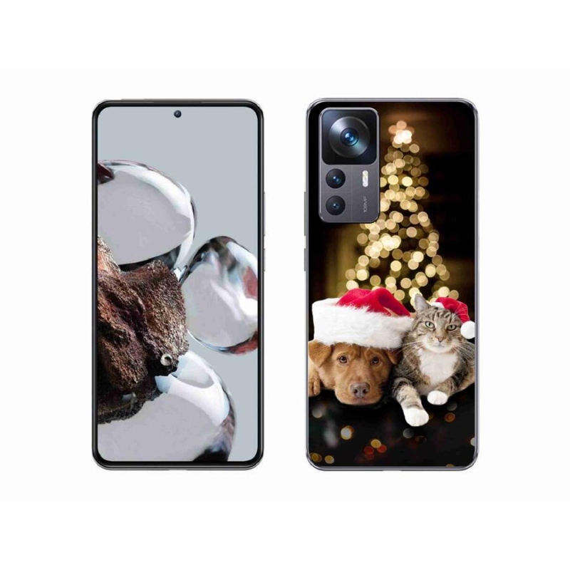 Gelový kryt mmCase na mobil Xiaomi 12T Pro - vánoční pes a kočka