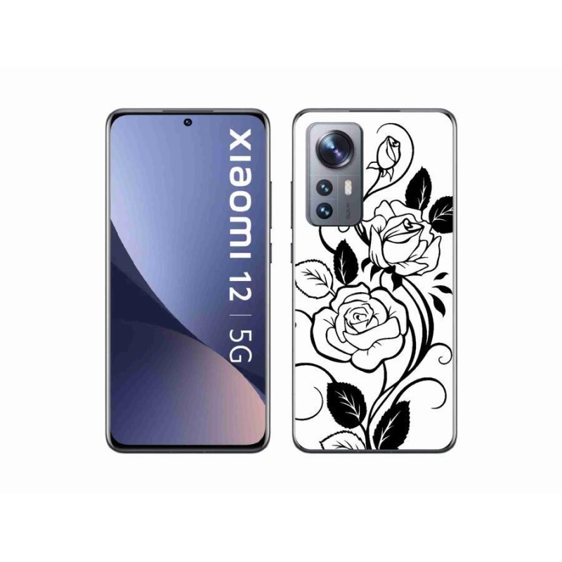 Gelový kryt mmCase na mobil Xiaomi 12X - černobílá růže