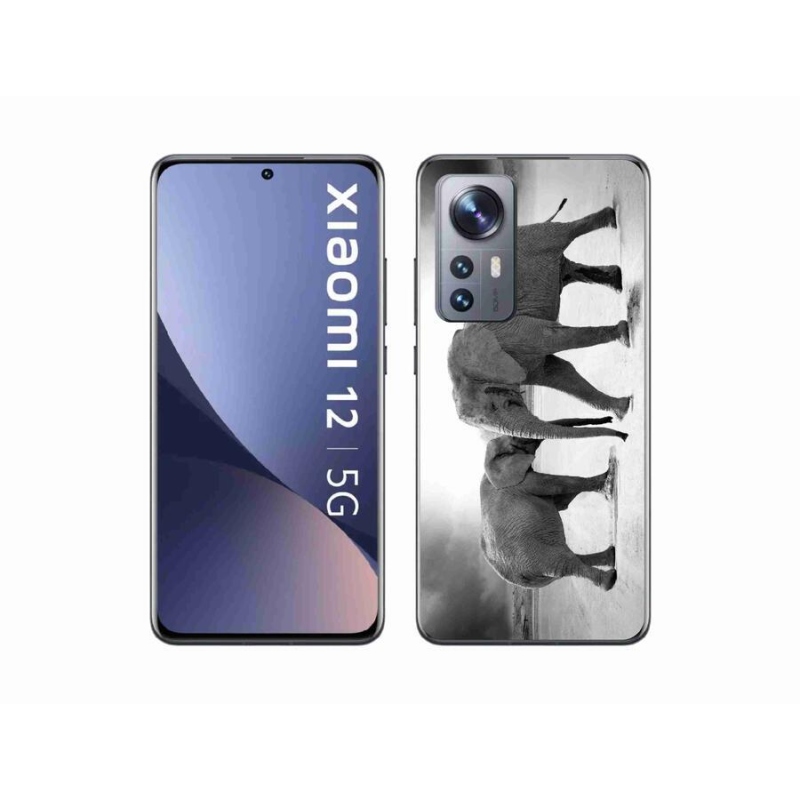 Gelový kryt mmCase na mobil Xiaomi 12X - černobílí sloni