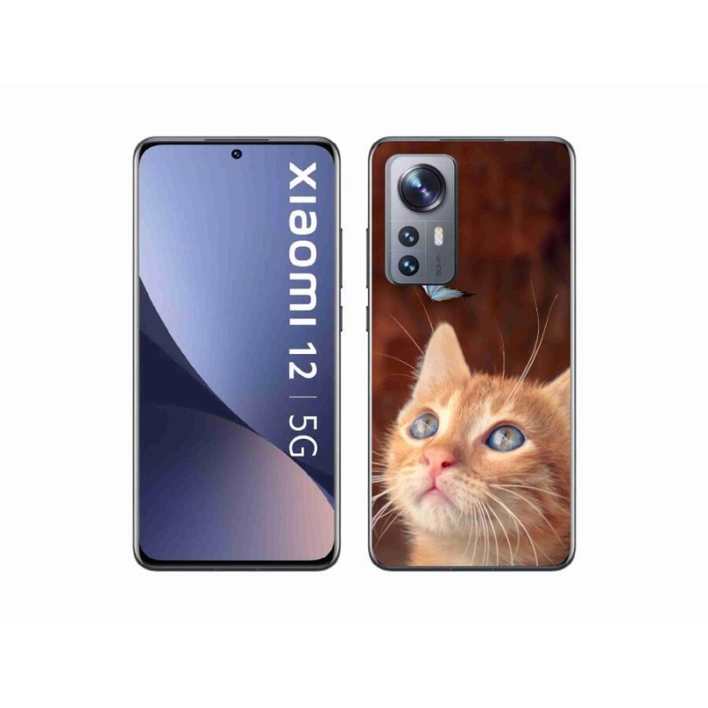 Gelový kryt mmCase na mobil Xiaomi 12X - motýl a kotě