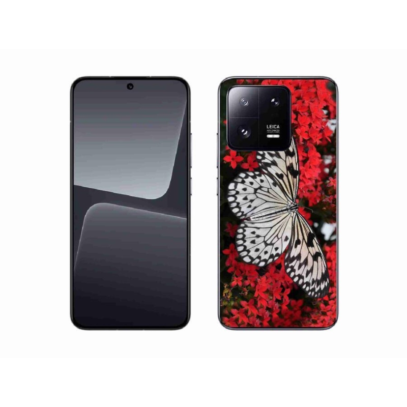 Gelový kryt mmCase na mobil Xiaomi 13 - černobílý motýl 1