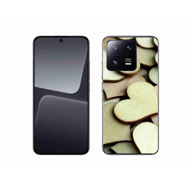 Gelový kryt mmCase na mobil Xiaomi 13 - dřevěná srdíčka