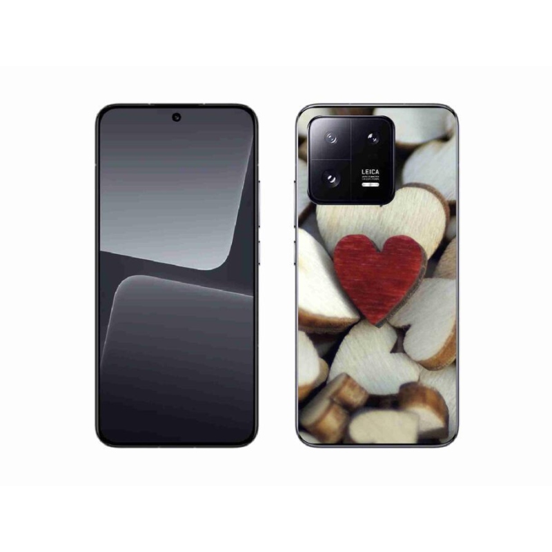 Gelový kryt mmCase na mobil Xiaomi 13 - gravírované červené srdce