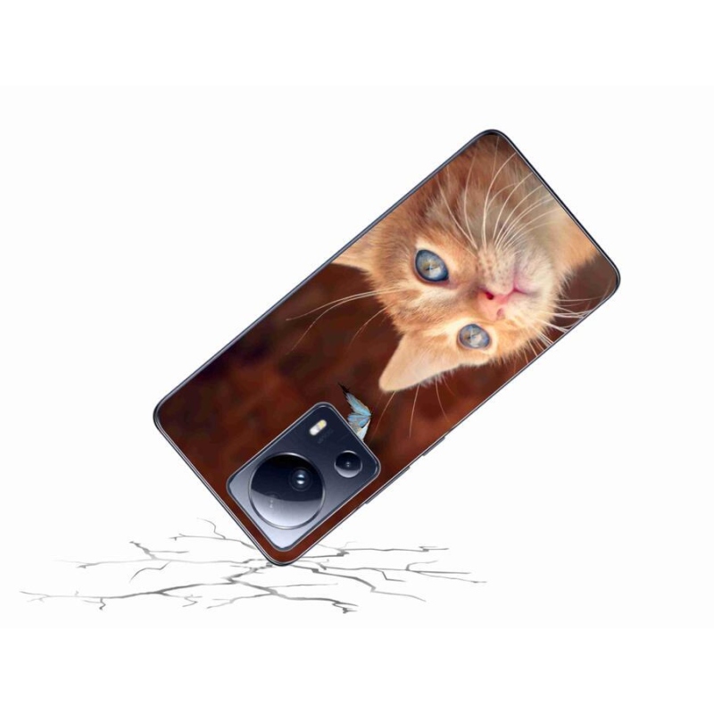 Gelový kryt mmCase na mobil Xiaomi 13 Lite - motýl a kotě