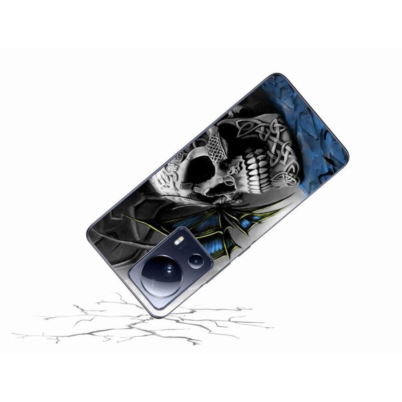 Gelový kryt mmCase na mobil Xiaomi 13 Lite - motýl a lebka