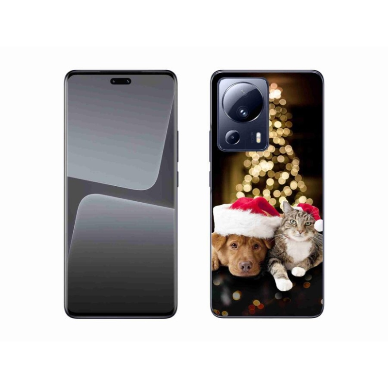 Gelový kryt mmCase na mobil Xiaomi 13 Lite - vánoční pes a kočka